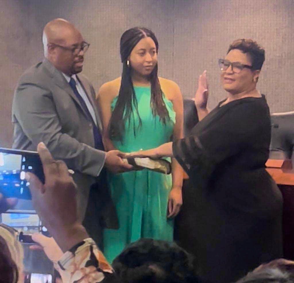Carmen Moore-Zeigler takes the oath of office for Montgomery County Commission District 2